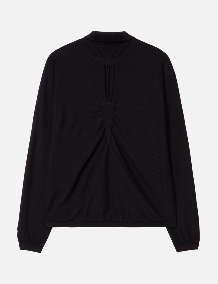 Pinched Wool Knit Polo