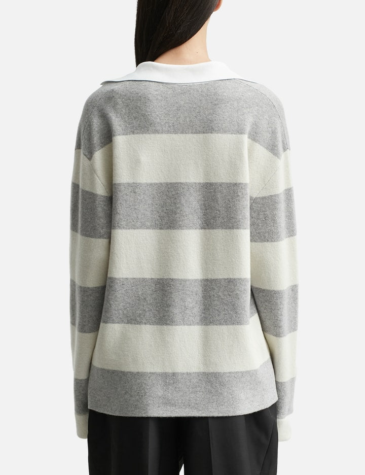 Striped Long Sleeve Wool Polo Shirt