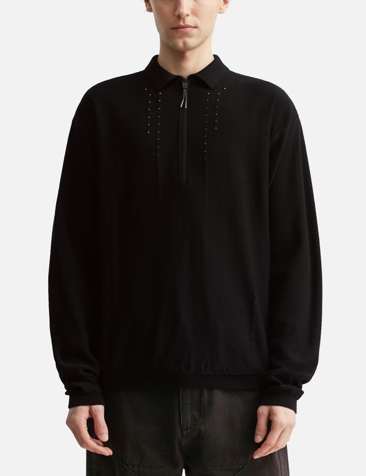 Pinched Wool Knit Polo