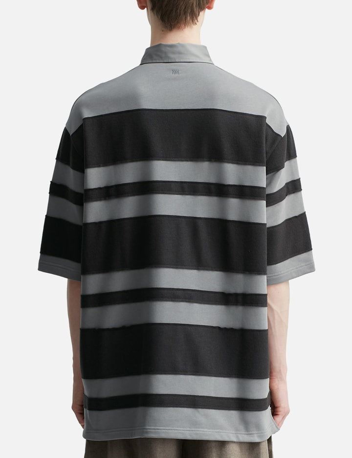 Grey Cotton Ami De Coeur Stiped Polo