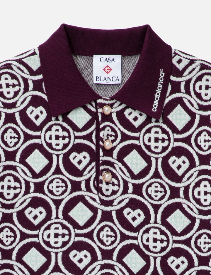 Monogram Cotton Knit Polo Shirt