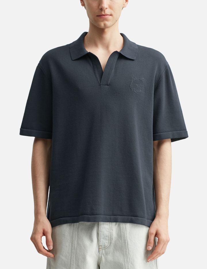 Bold Fox Head Embroidered Knitted Polo
