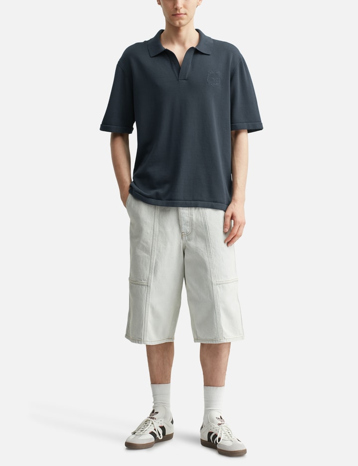 Bold Fox Head Embroidered Knitted Polo