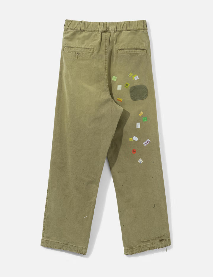 Price Tag Sticker Print Repaired Pants