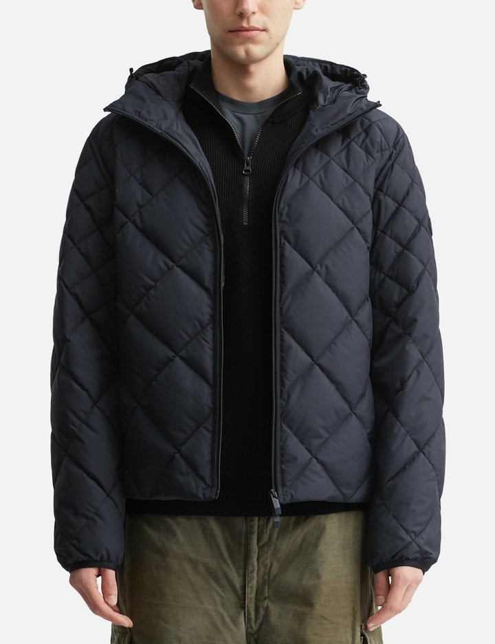 Merak Geometric-Quilted Hooded Short Down Jacket
