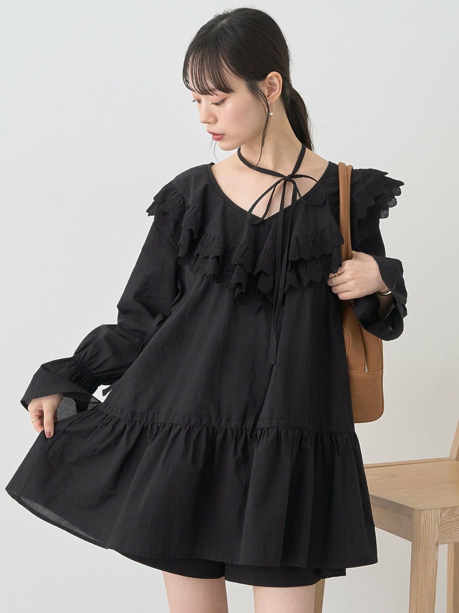 Mizuki Ribbon Ruffle Mini Dress