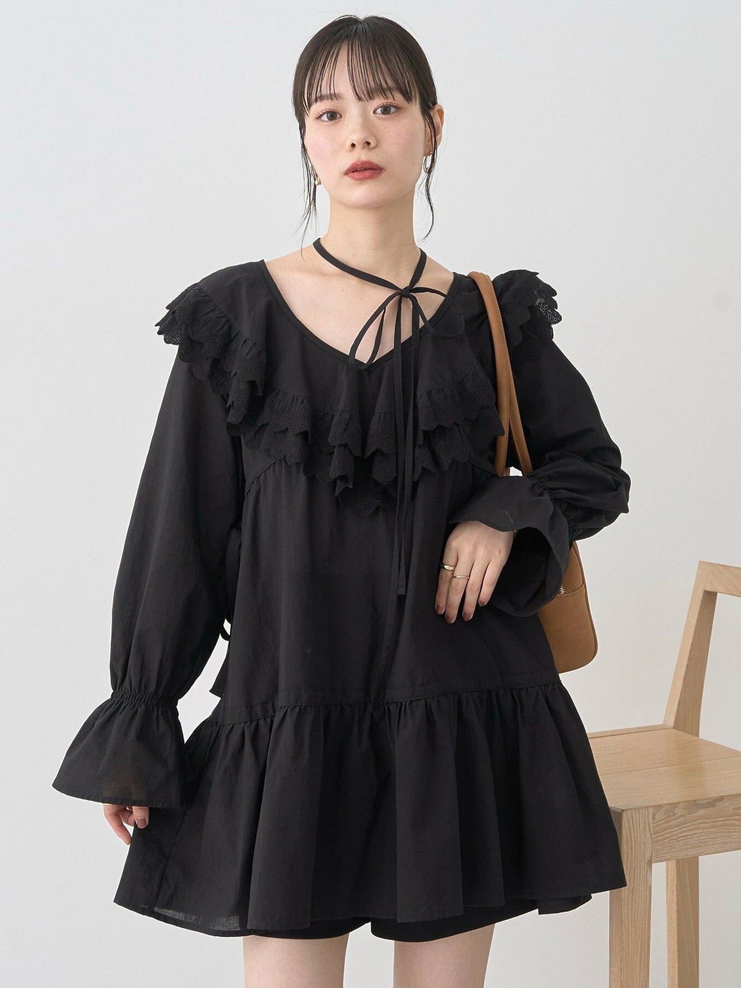 Mizuki Ribbon Ruffle Mini Dress