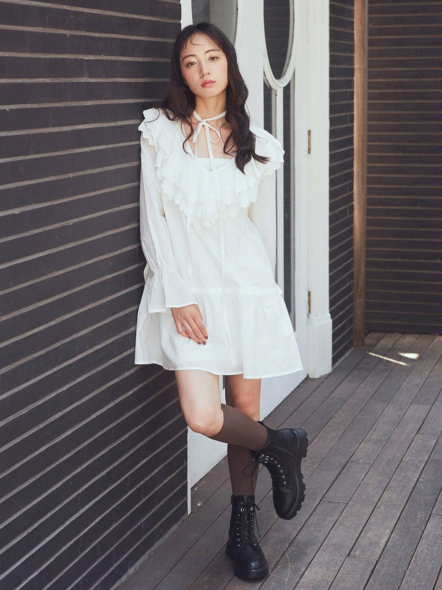 Mizuki Ribbon Ruffle Mini Dress
