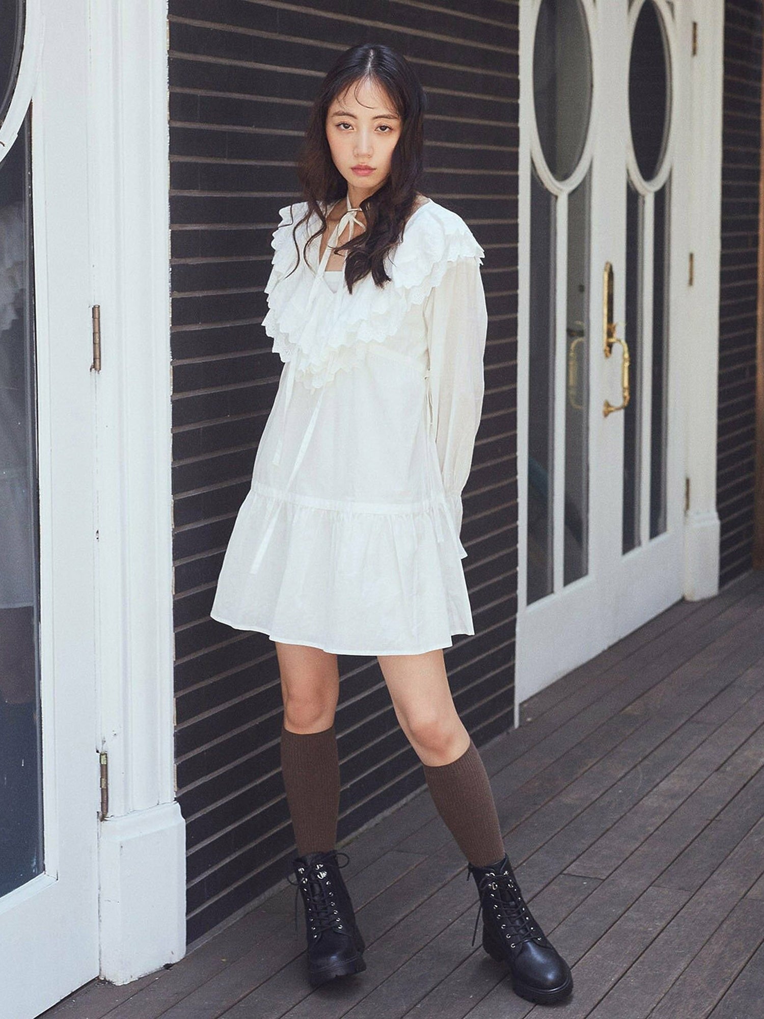 Mizuki Ribbon Ruffle Mini Dress