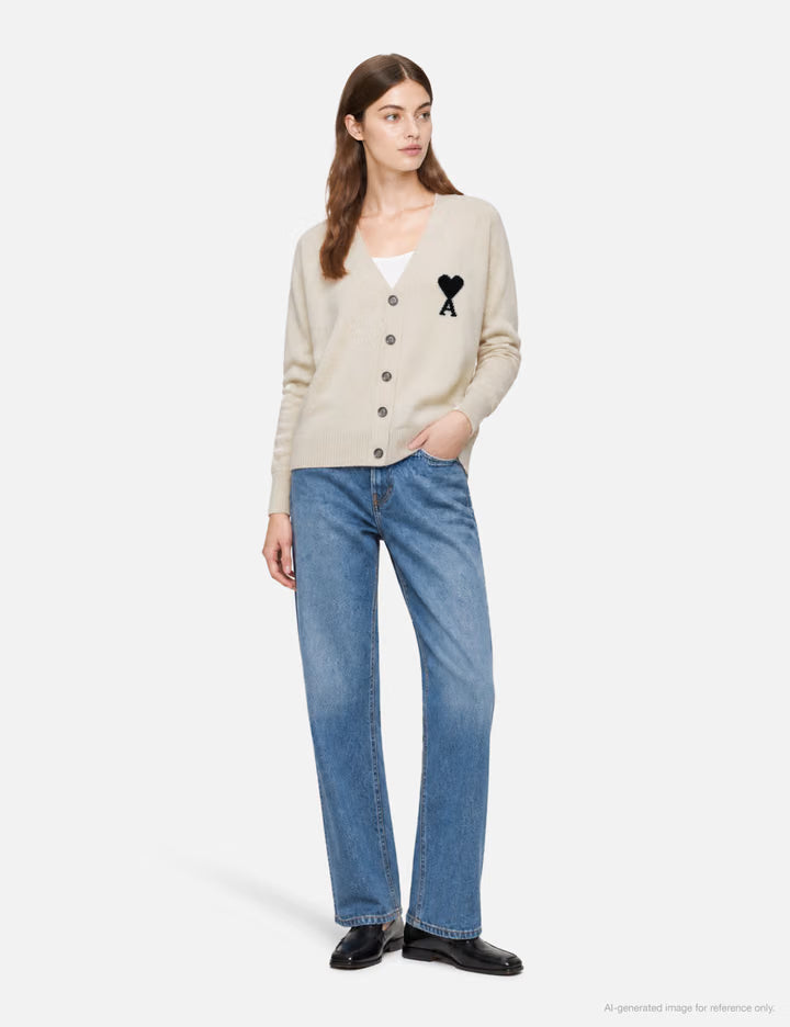 Wool Cardigan With Ami De Coeur