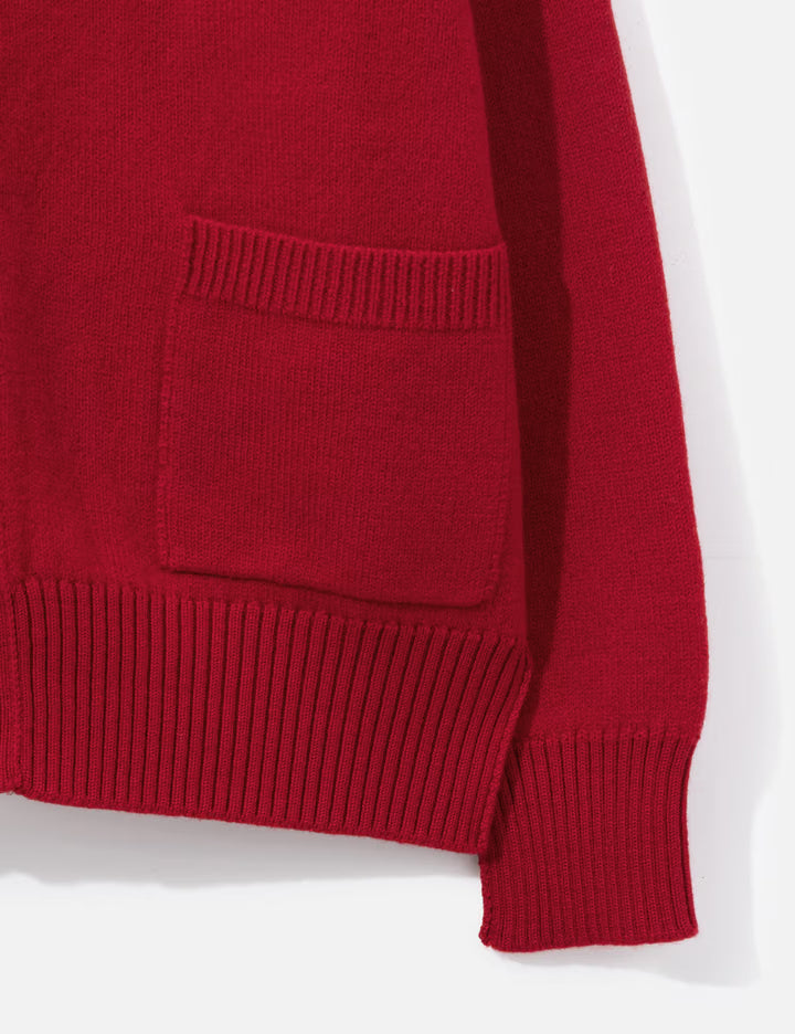 Red Crewneck Wool Cardigan With Ami De Coeur