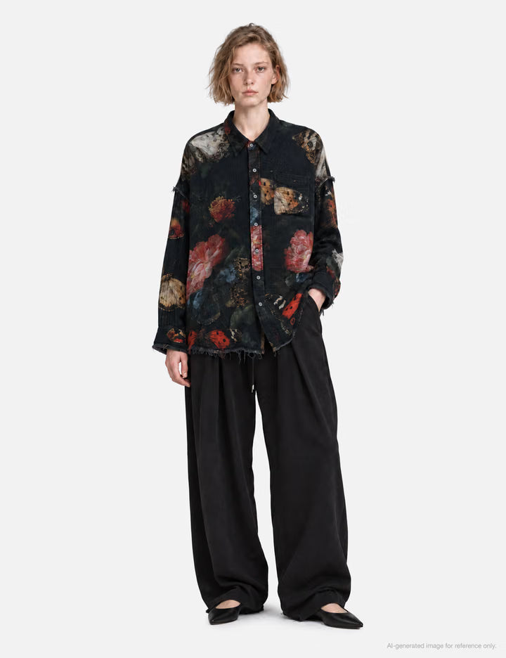 Reversible Shredded Seam Drop Neck Shirt