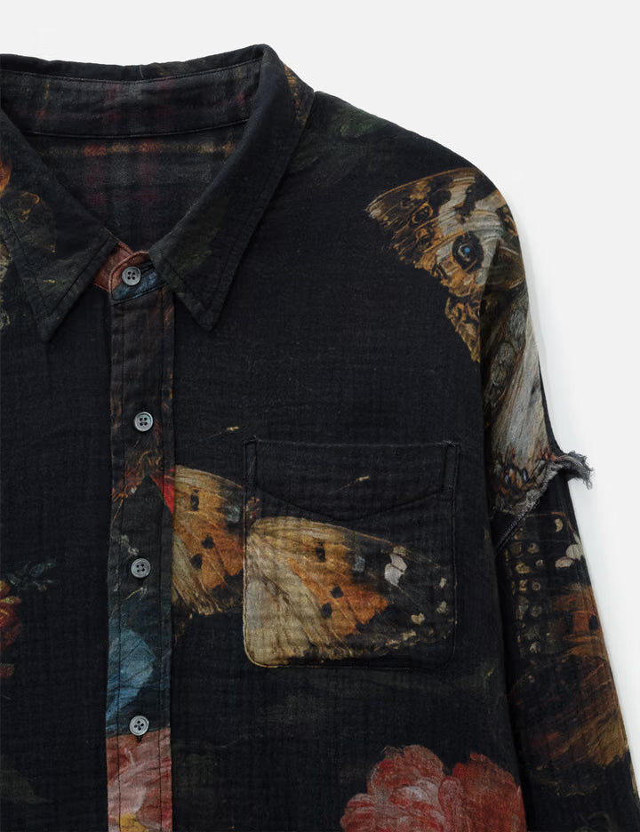 Reversible Shredded Seam Drop Neck Shirt