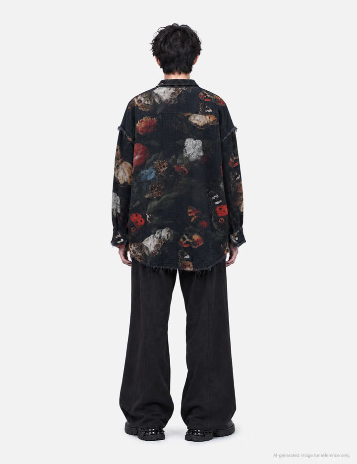 Reversible Shredded Seam Drop Neck Shirt