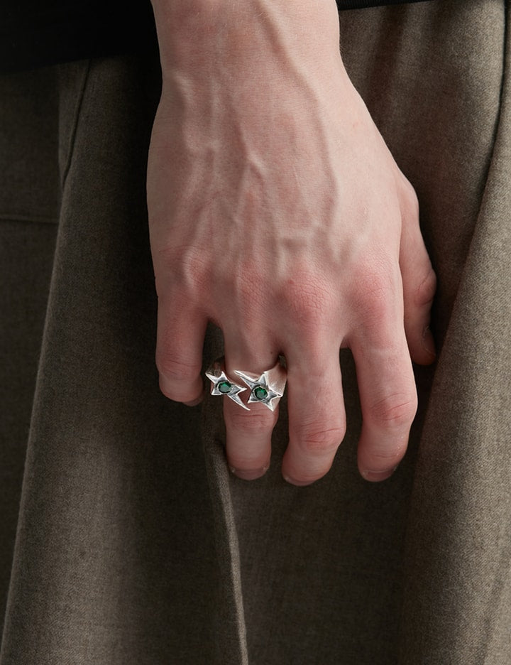 Green Two Stone Ring