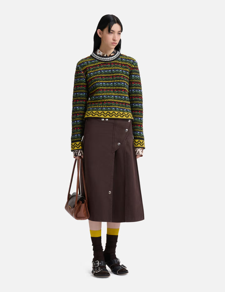 Shetland Wool Sweater With Fairisle Motif