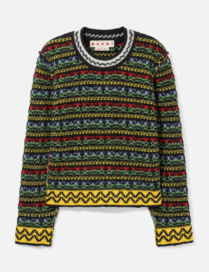 Shetland Wool Sweater With Fairisle Motif