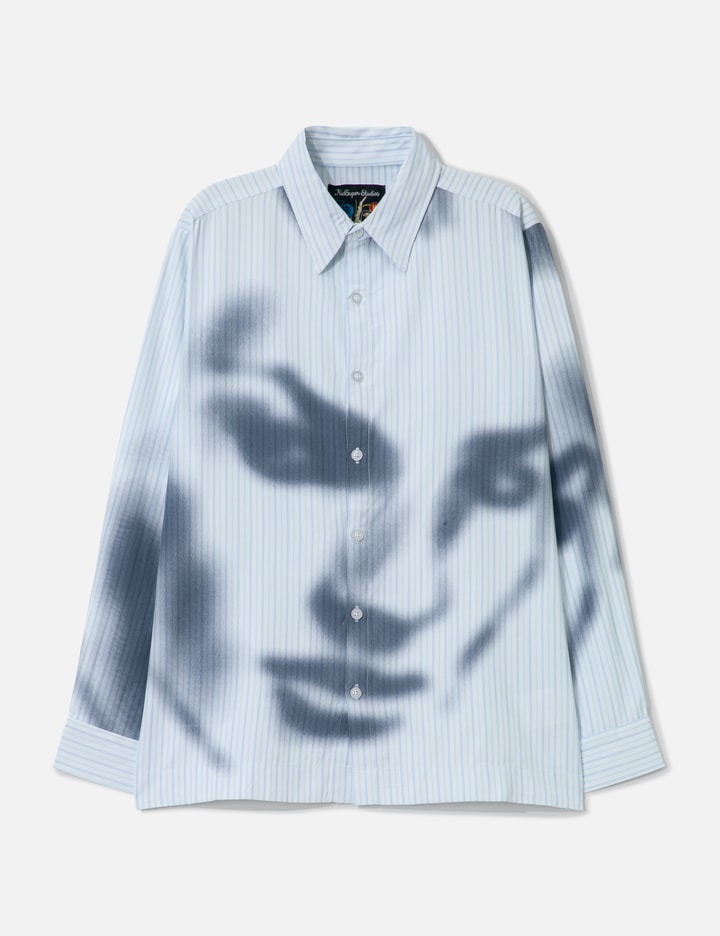Blurry Face Airbrush Striped Button Up