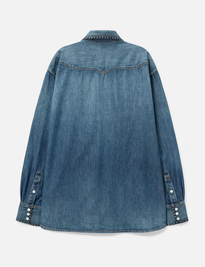Hand-Embroidered Denim Shirt