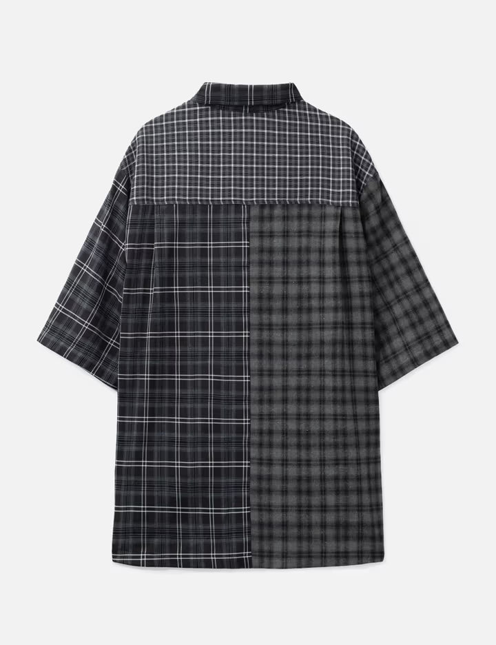 Check Mixed Short Sleeve Shirt