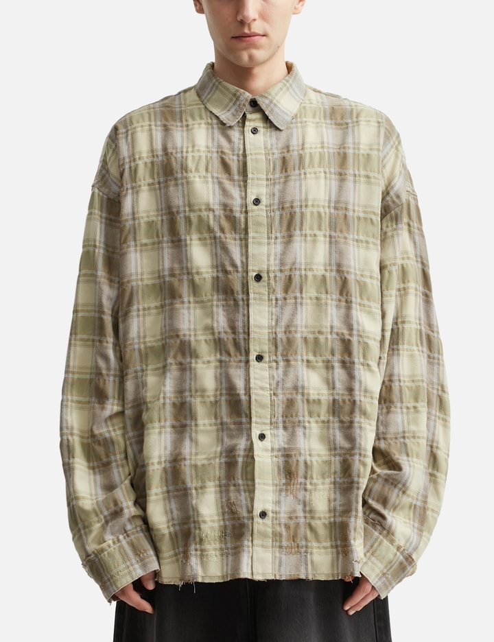 Checked Washed Thrashed Structured Shirt