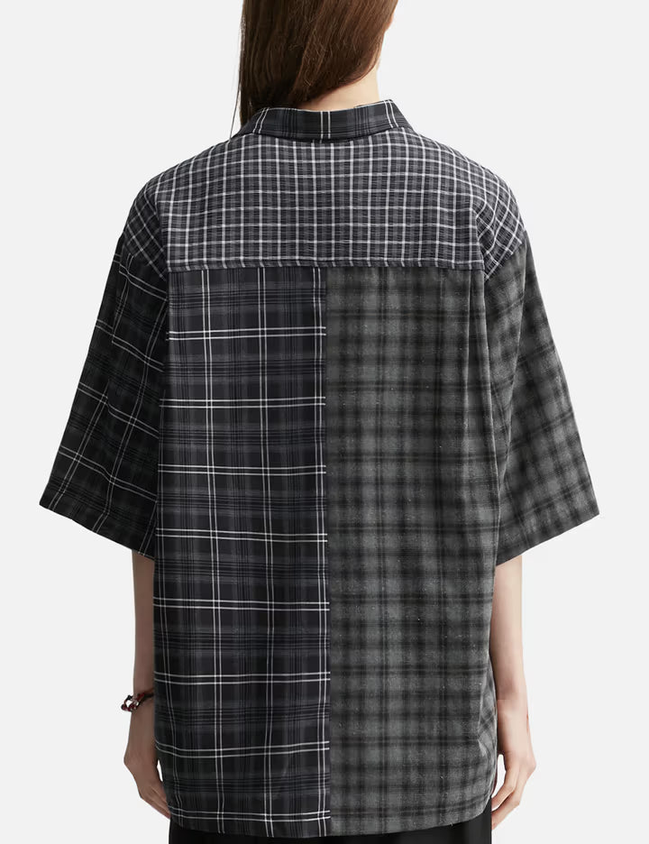 Check Mixed Short Sleeve Shirt