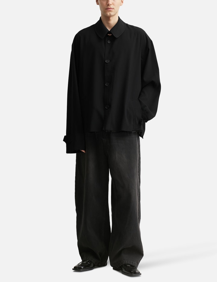 Black Dissolved Cut Out Balmacaan Coat