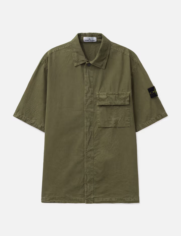 Brushed Organic Cotton Canvas 'Old' Effect Shirt