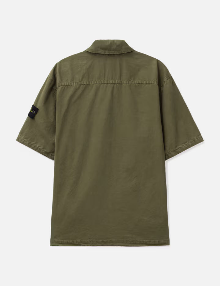 Brushed Organic Cotton Canvas 'Old' Effect Shirt
