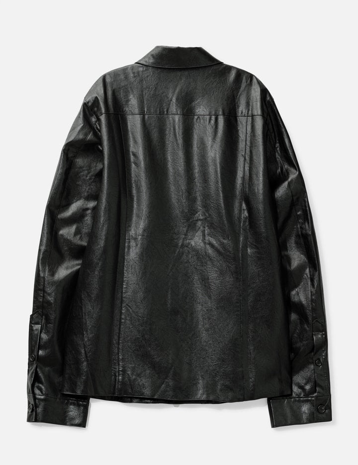 Black Synthetic Leather Cut Out Tiered Jacket