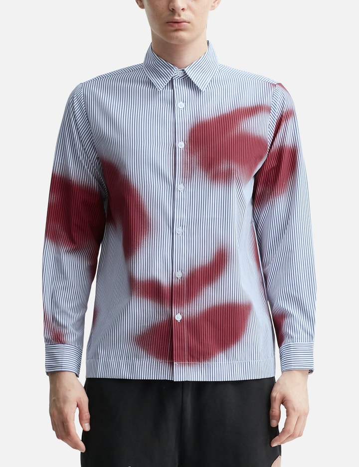 Blurry Face Airbrush Striped Button Up