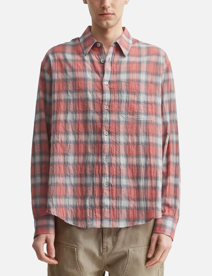 Seersucker Ombre Checkered Shirt