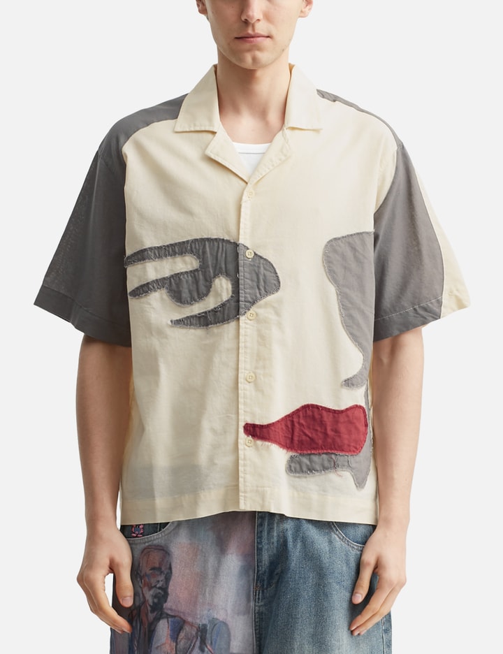 Patchwork Face Linen Camp Shirt