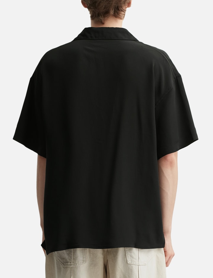 Black Short Sleeve Dancing Woman Silk Shirt