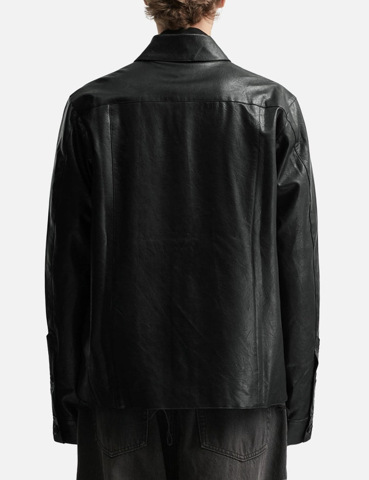 Black Synthetic Leather Cut Out Tiered Jacket