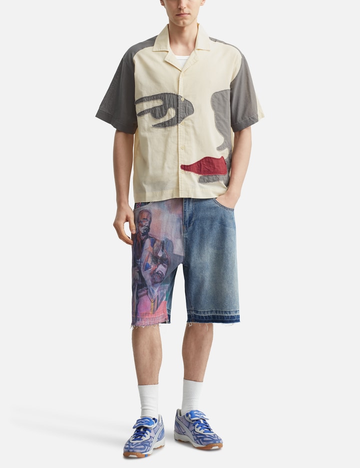 Patchwork Face Linen Camp Shirt