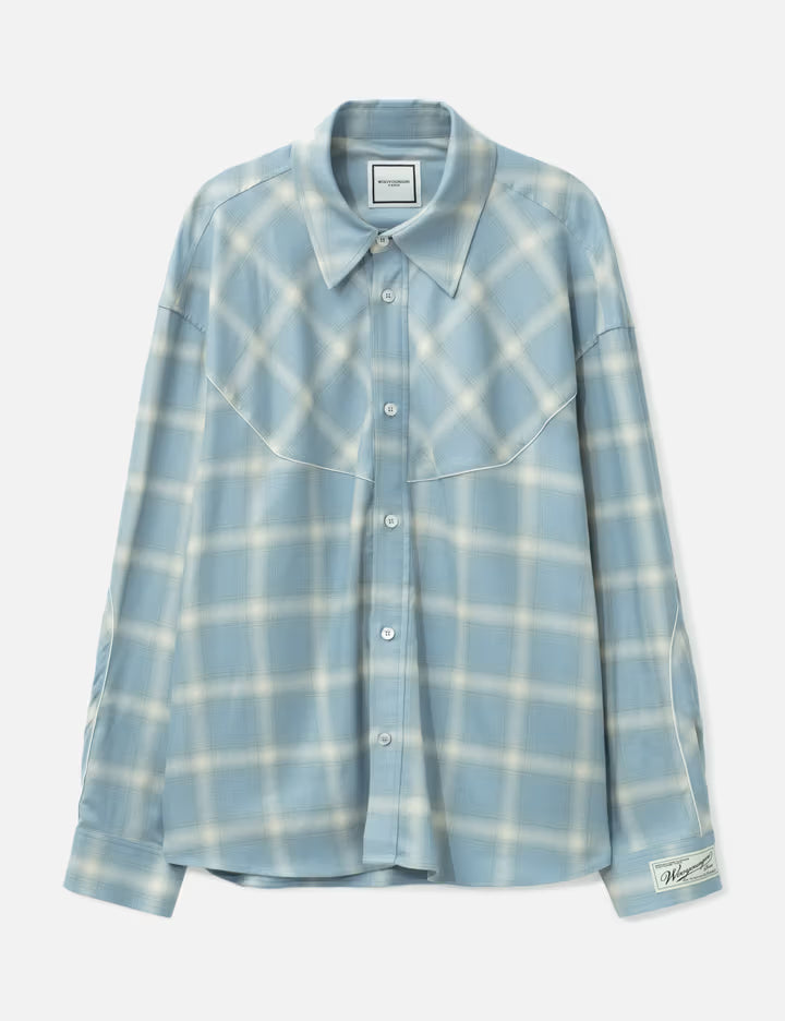 Blue Gradient Check Western Shirt