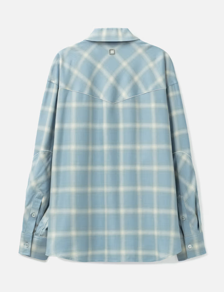 Blue Gradient Check Western Shirt
