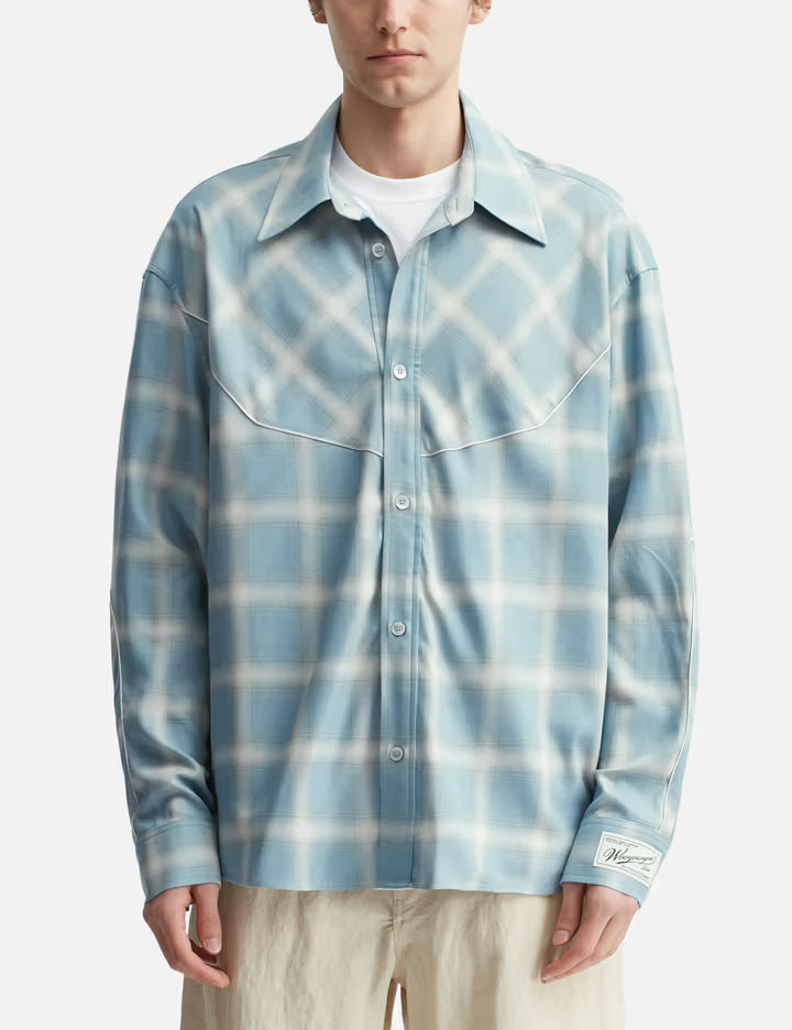 Blue Gradient Check Western Shirt