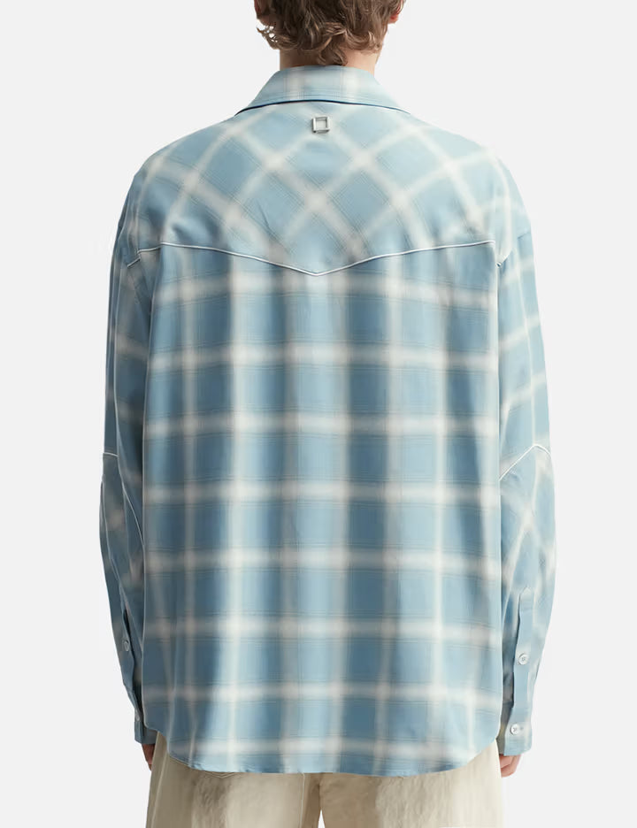 Blue Gradient Check Western Shirt