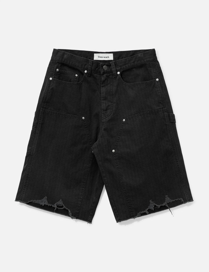Hand Distressed HBT Double Knee Shorts