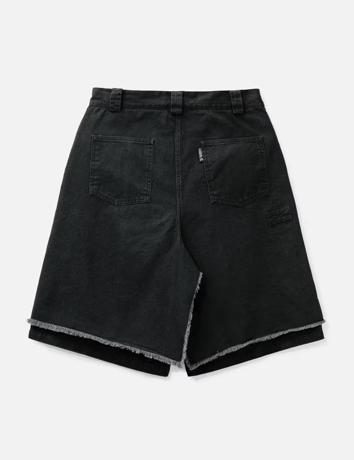 Washed Layered Cargo Skirt Shorts