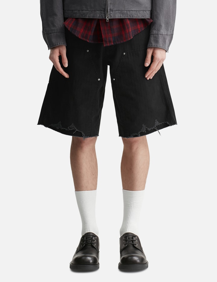 Hand Distressed HBT Double Knee Shorts