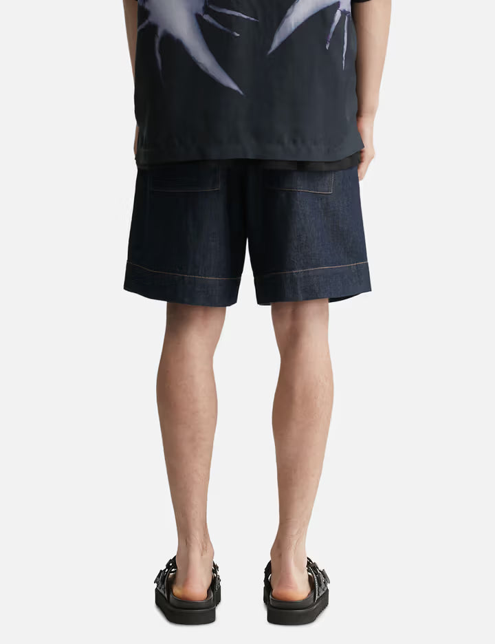 Light Denim Pleated Shorts