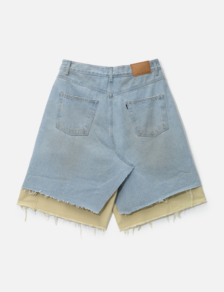 Layered Skirt Denim Carpenter Shorts