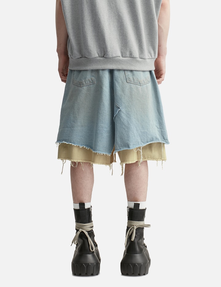 Layered Skirt Denim Carpenter Shorts