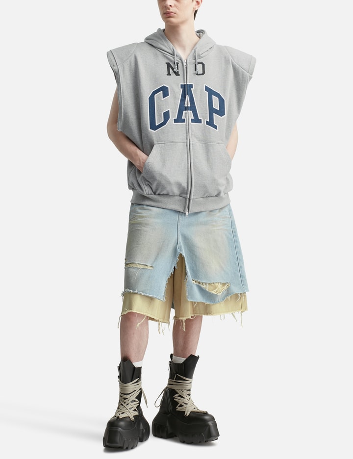 Layered Skirt Denim Carpenter Shorts