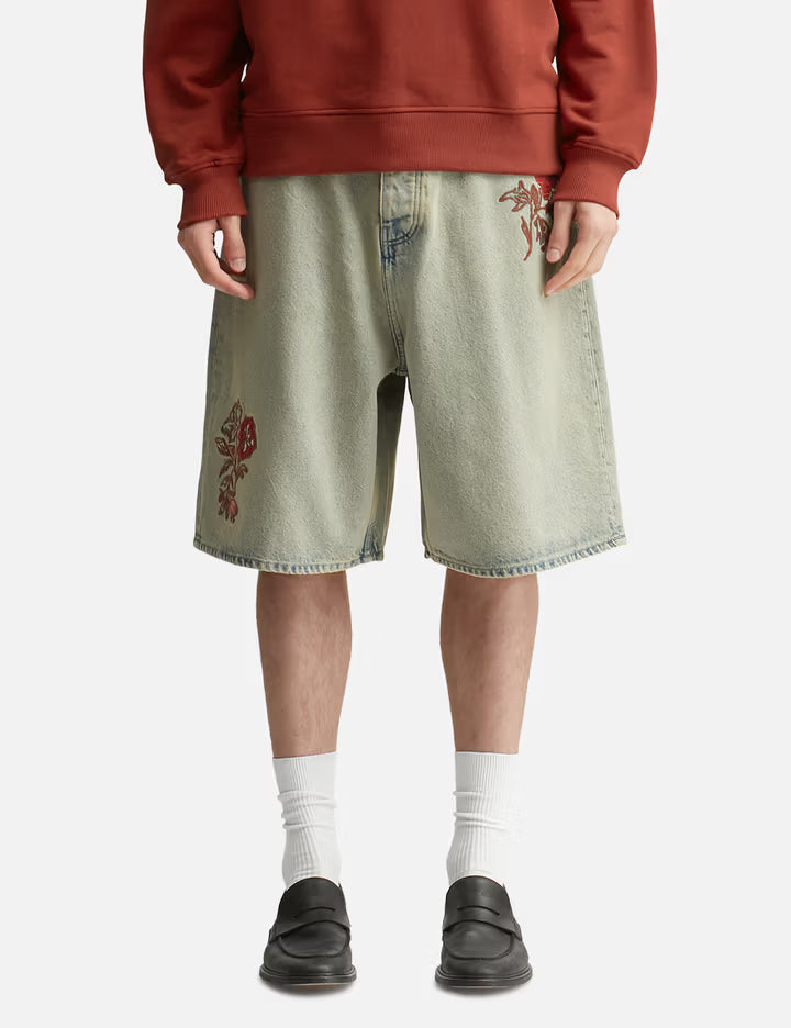 Short Jean Dusty Brodé Fleurs