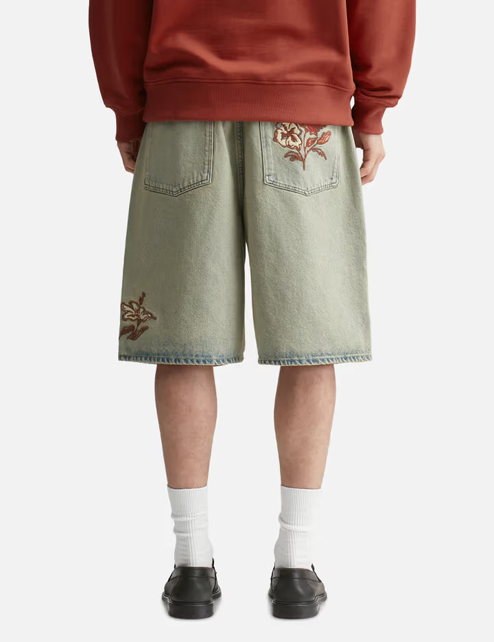 Short Jean Dusty Brodé Fleurs