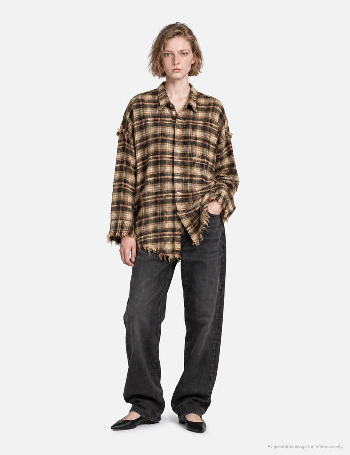 Shredded Seam Drop Neck Shirt